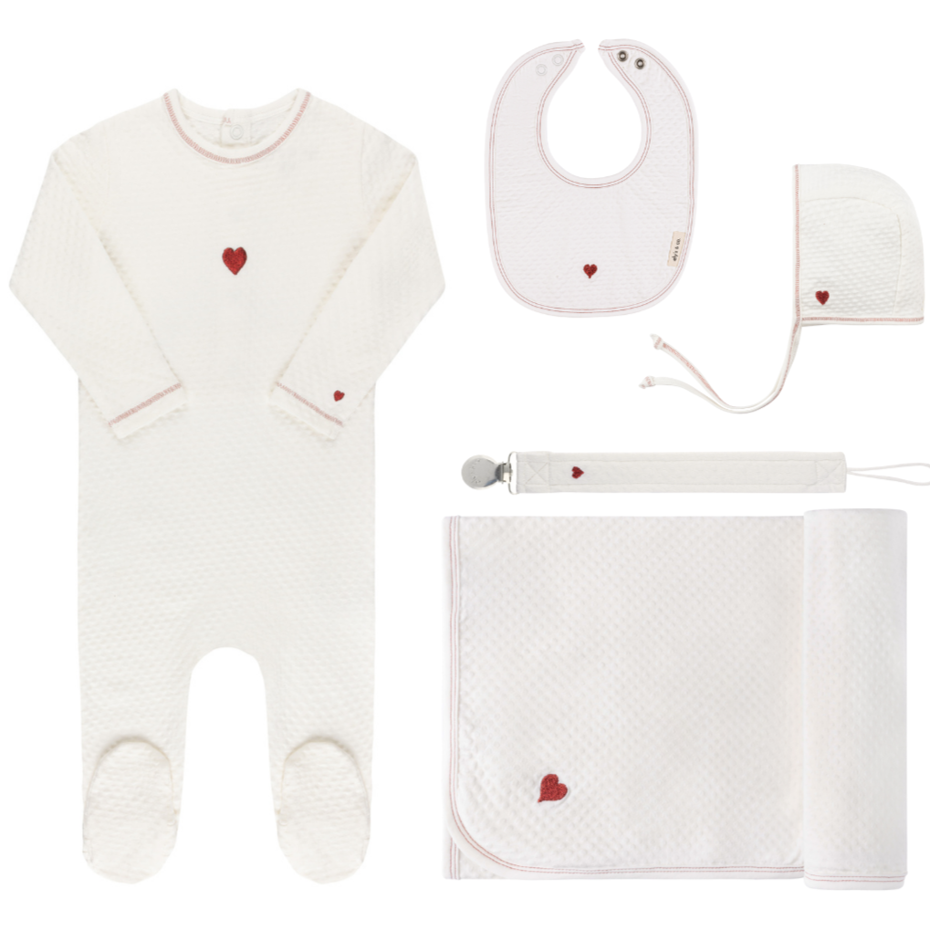 Cotton - Embroidered Heart and Star Collection -Deluxe Take Me Home Sets - HoneyBug 