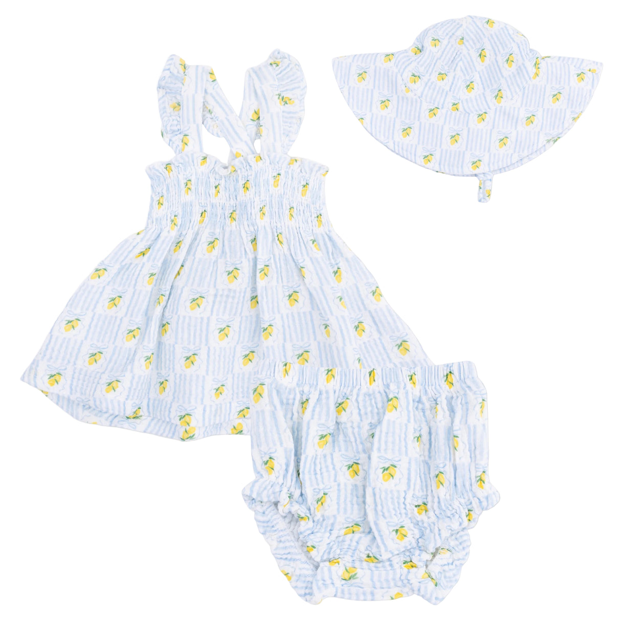 Lovely Lemons - Smocked Top with Bloomer & Sun Hat Set