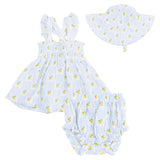 Lovely Lemons - Smocked Top with Bloomer & Sun Hat Set