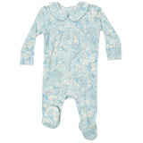 Smocked Peter Pan Footie - Blue Meadow Floral