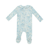 Smocked Peter Pan Footie - Blue Meadow Floral