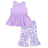 Lacy Lavender Floral - Peplum Tank Top with Baby Bells