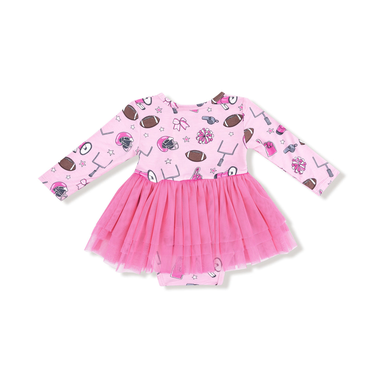 Long Sleeve Tutu Bodysuit - Game Day Pink - HoneyBug 