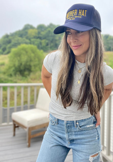 Mother Hat - Embroidered Trucker Hat - Navy - HoneyBug 