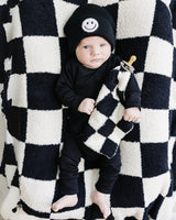 Checkered Plush Lovey | Black - HoneyBug 