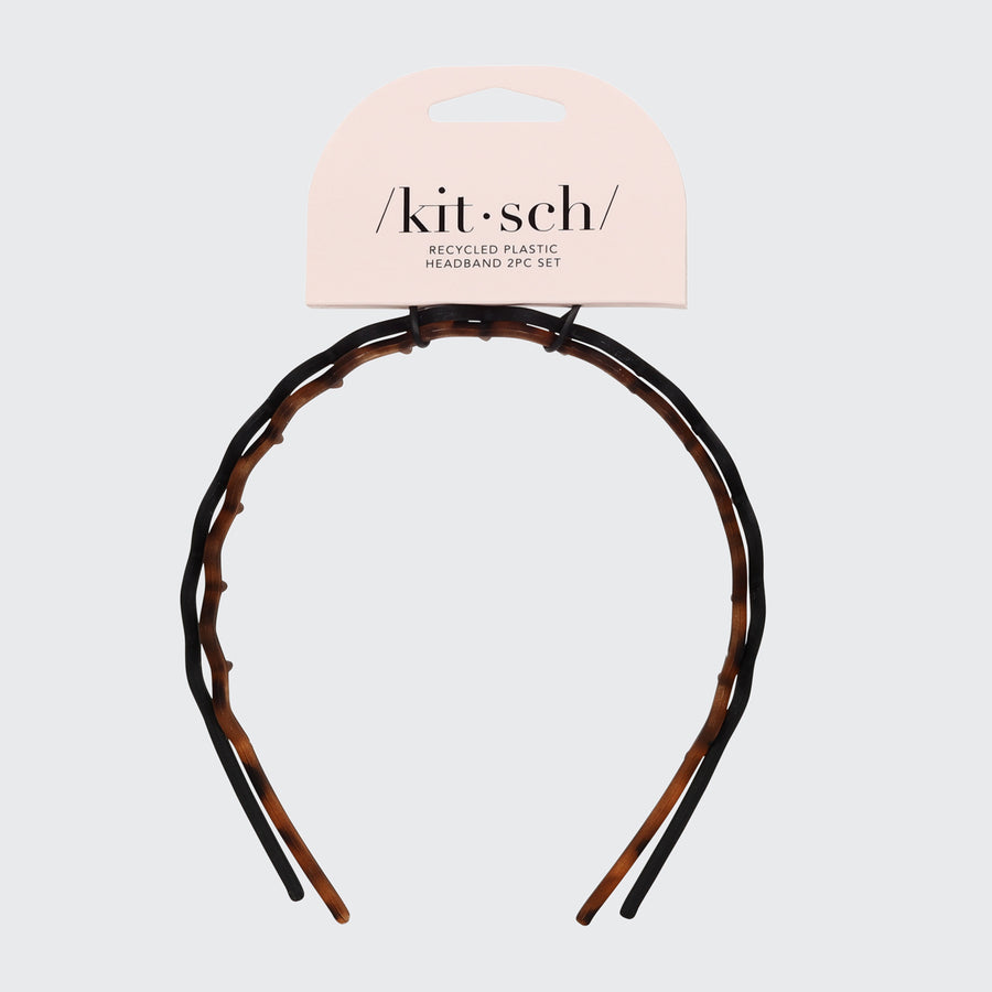 Zig Zag Headband 2pc- Black & Tort