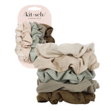 Assorted Textured Scrunchies 5pc Set - Eucalyptus