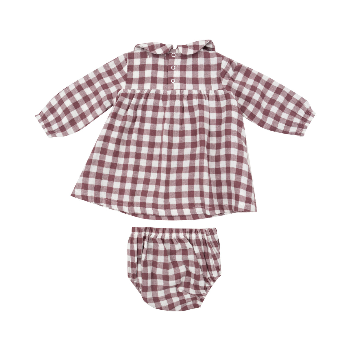 Peter Pan Collar Dress And Bloomer - Gingham Plum