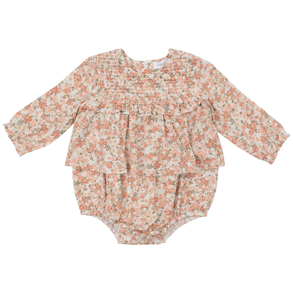 L/S Smocked Ruffle Bubble W/ Skirt - Sweet Rose Calico