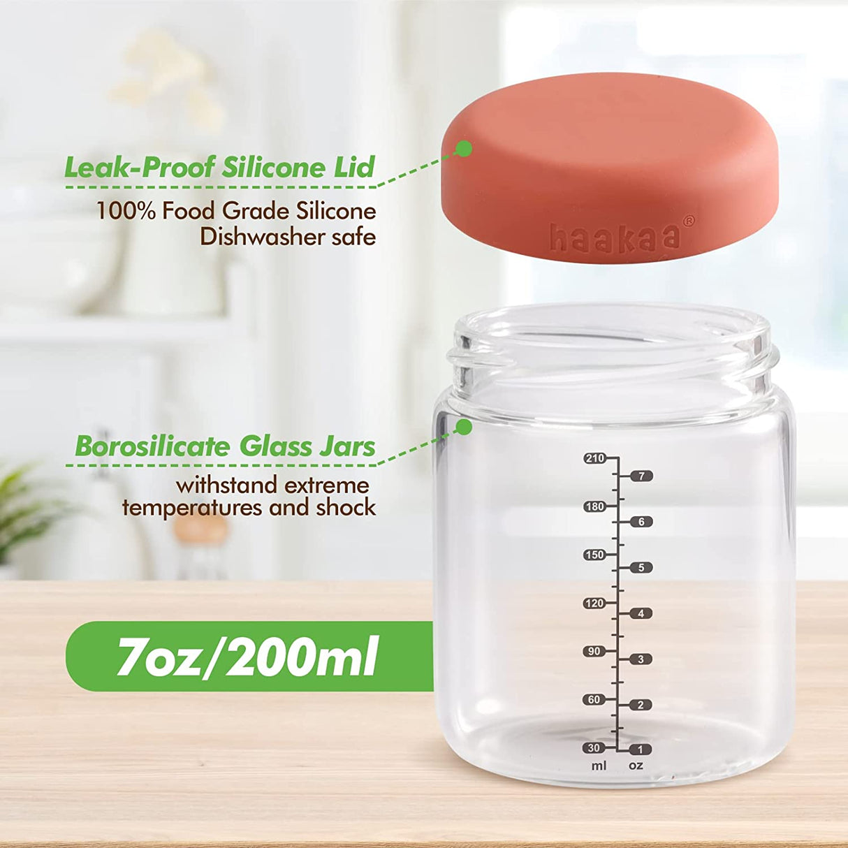 Haakaa Sealed Glass Storage Jar Set - 6 x 4 oz Glass Jars - HoneyBug 