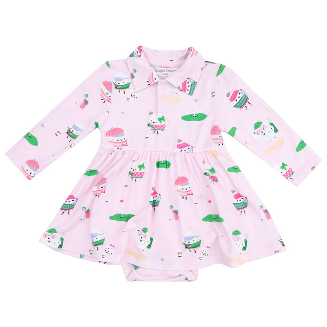 Long Sleeve Polo Bodysuit Dress - HoneyBug 