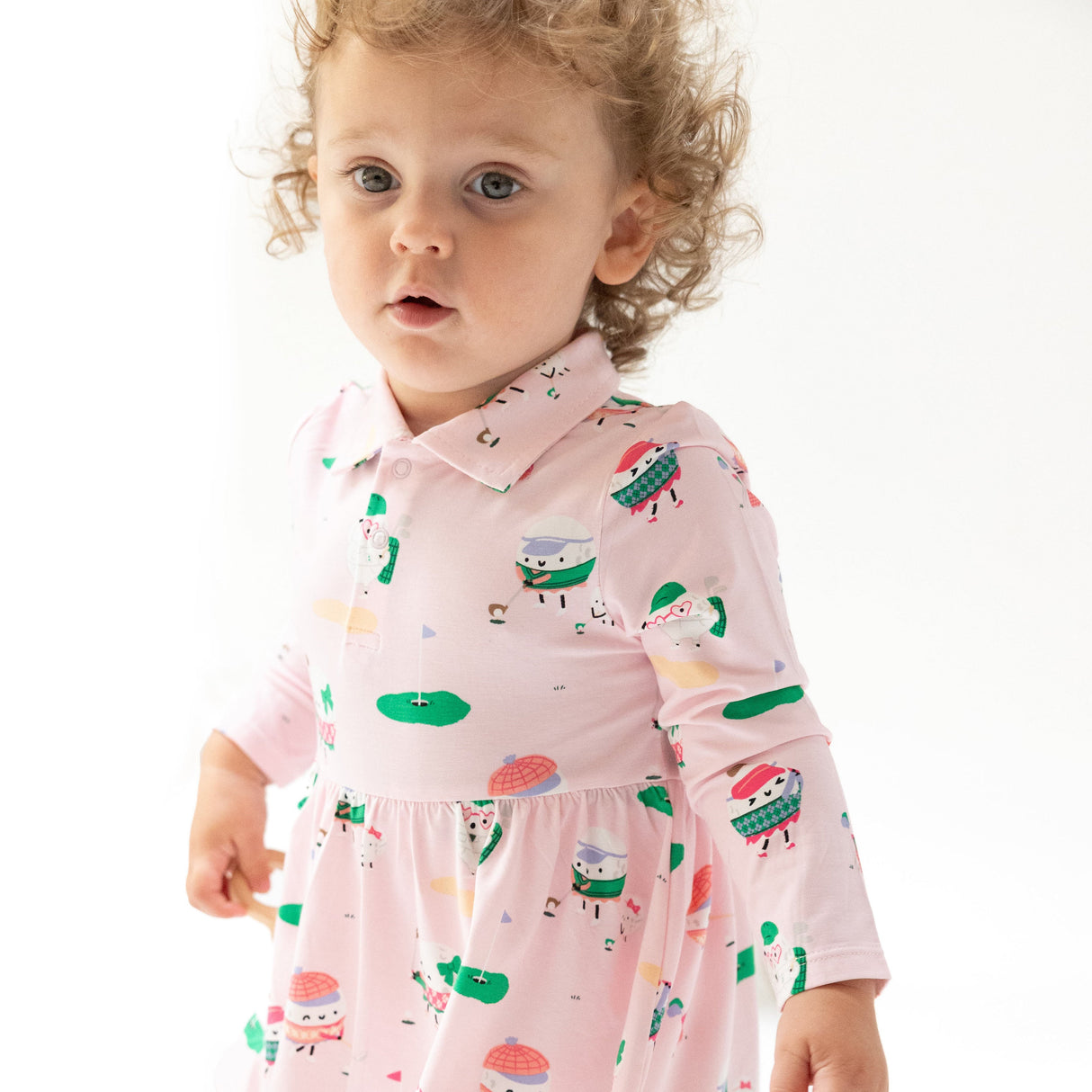 Long Sleeve Polo Bodysuit Dress - HoneyBug 