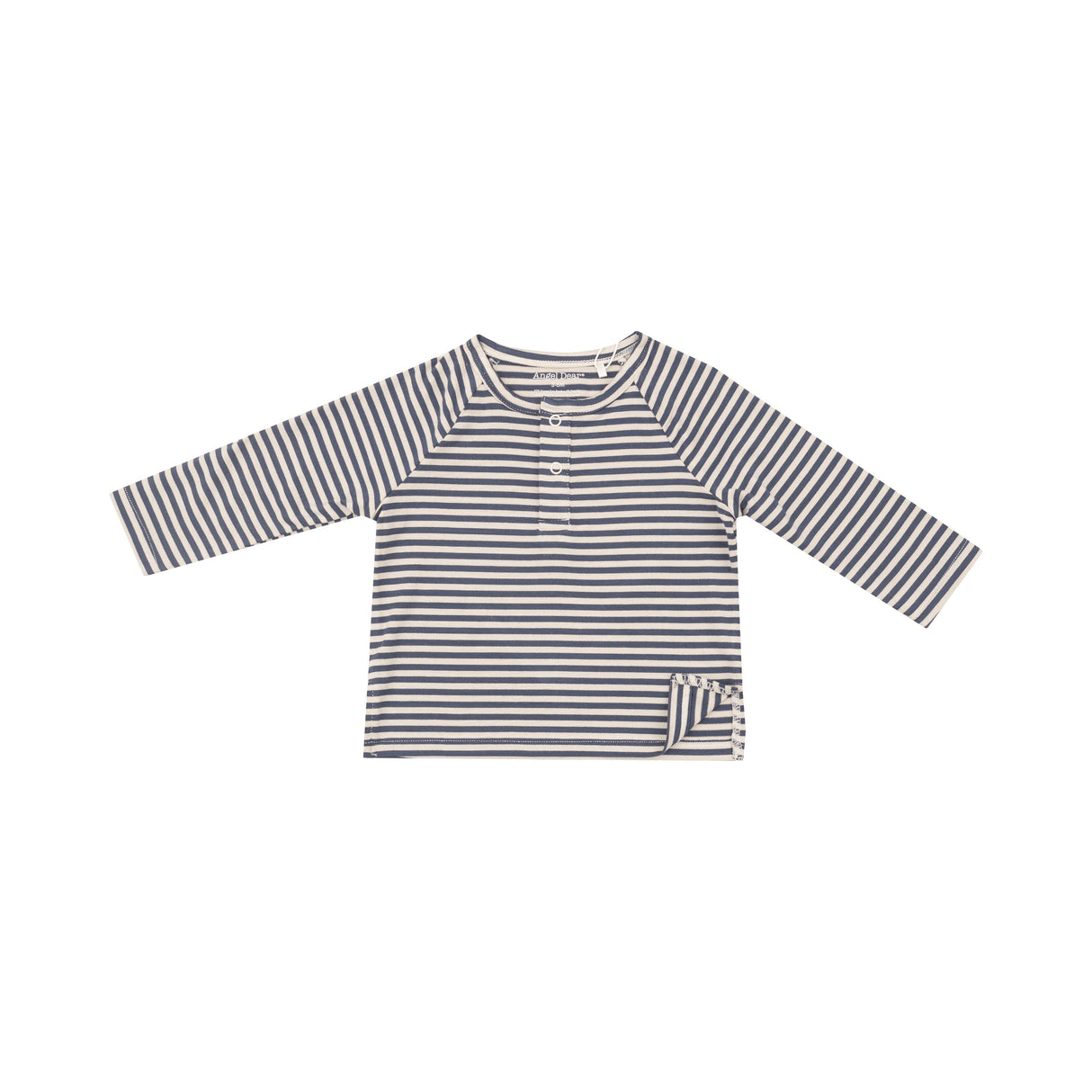 L/S Raglan Henley - Footballs + Navy & Oat Stripe