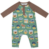 L/S Raglan Romper - National Park Stickers