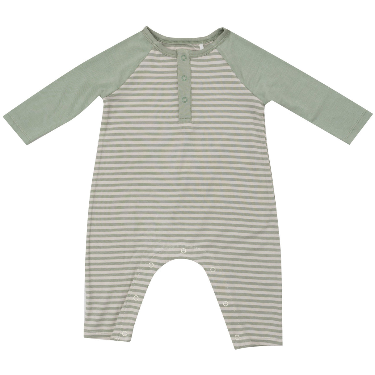 L/S Raglan Henley Romper - Desert Sage Stripe