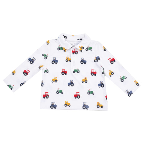 Polo Long Sleeve Shirt Tractor Print - HoneyBug 