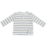 L/S Henley - Modal Rib Stripe - Glacier Lake