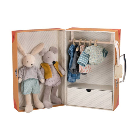 Suitcase - Rabbit & Mouse Wardrobe - Stuffed Toy - Moulin Roty