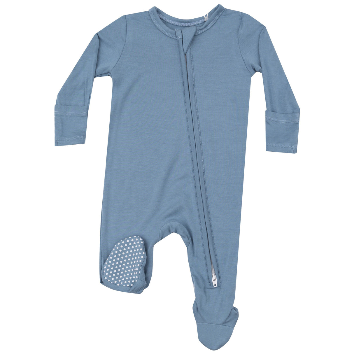 2 Way Zipper Footie - Solid Blue Shadow