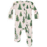 2 Way Zipper Footie - Forest Trees