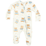 2 Way Zipper Footie - Teddy Bears Blue