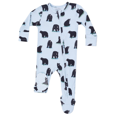 2 Way Zipper Footie - Black Bears - HoneyBug 