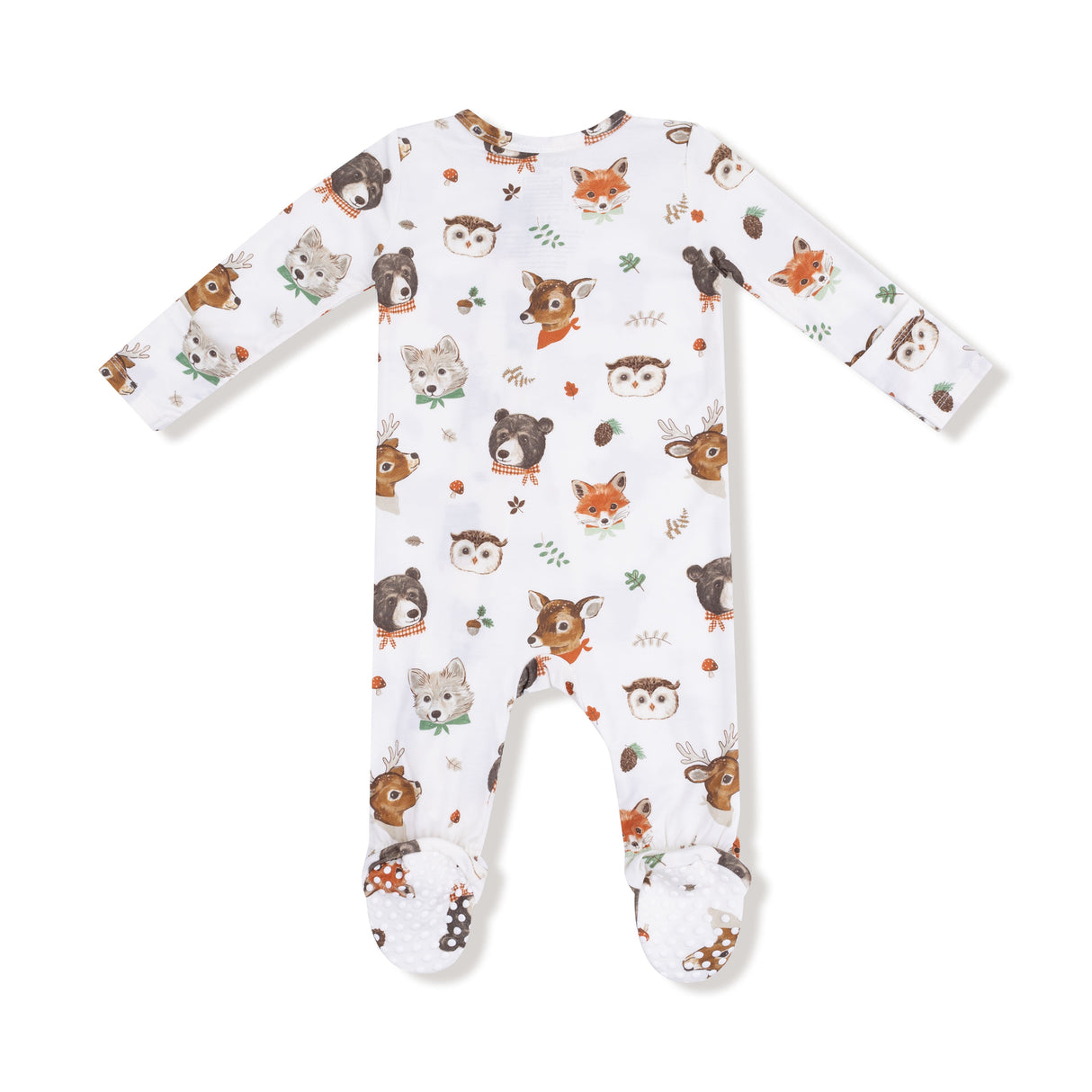 2 Way Zipper Footie - Woodland Animal Faces - HoneyBug 
