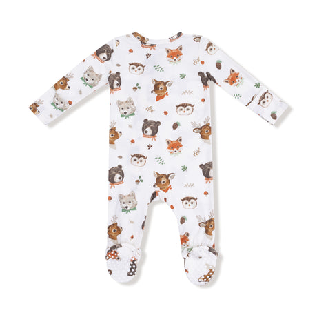 2 Way Zipper Footie - Woodland Animal Faces - HoneyBug 