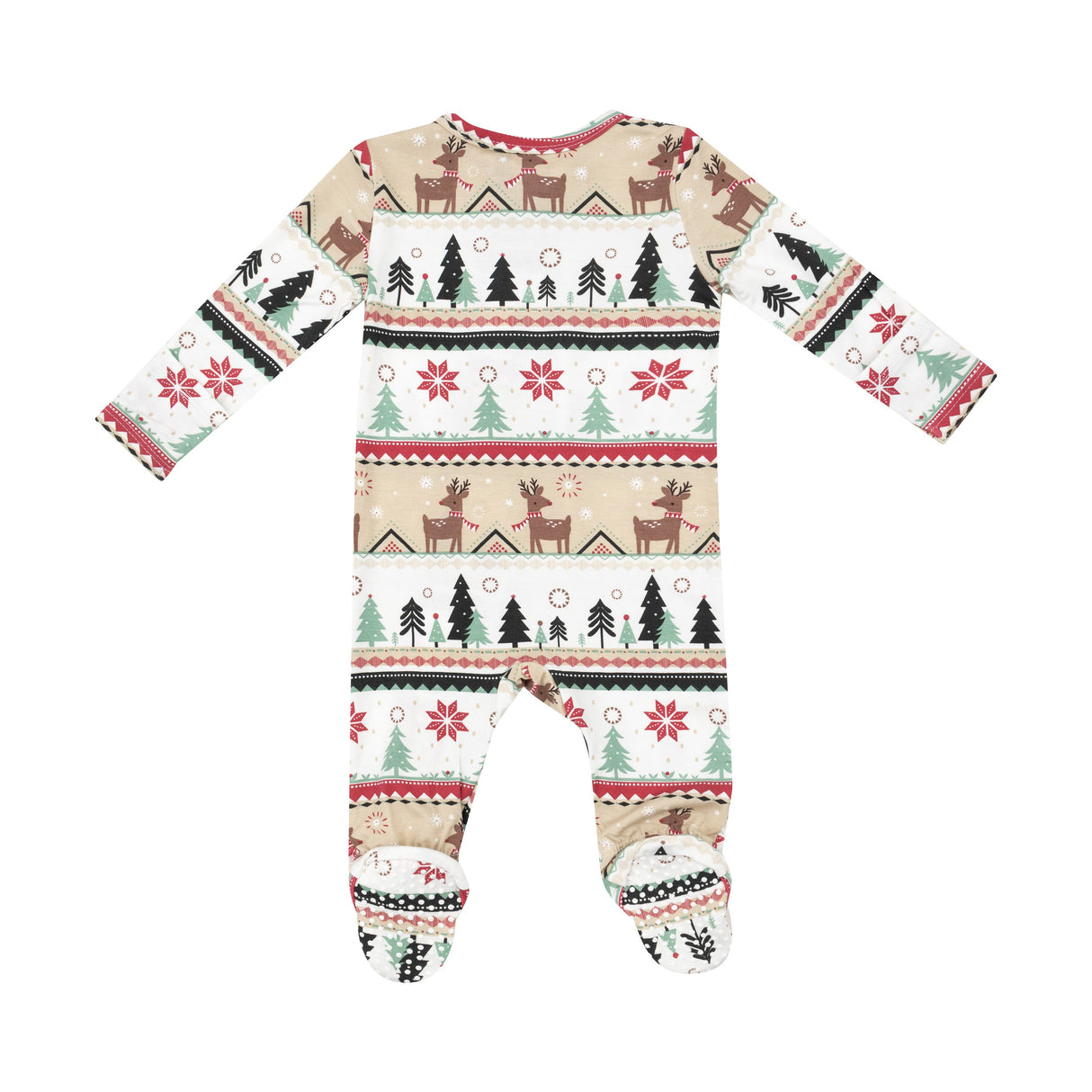 2 Way Zipper Footie - Reindeer Fair Isle