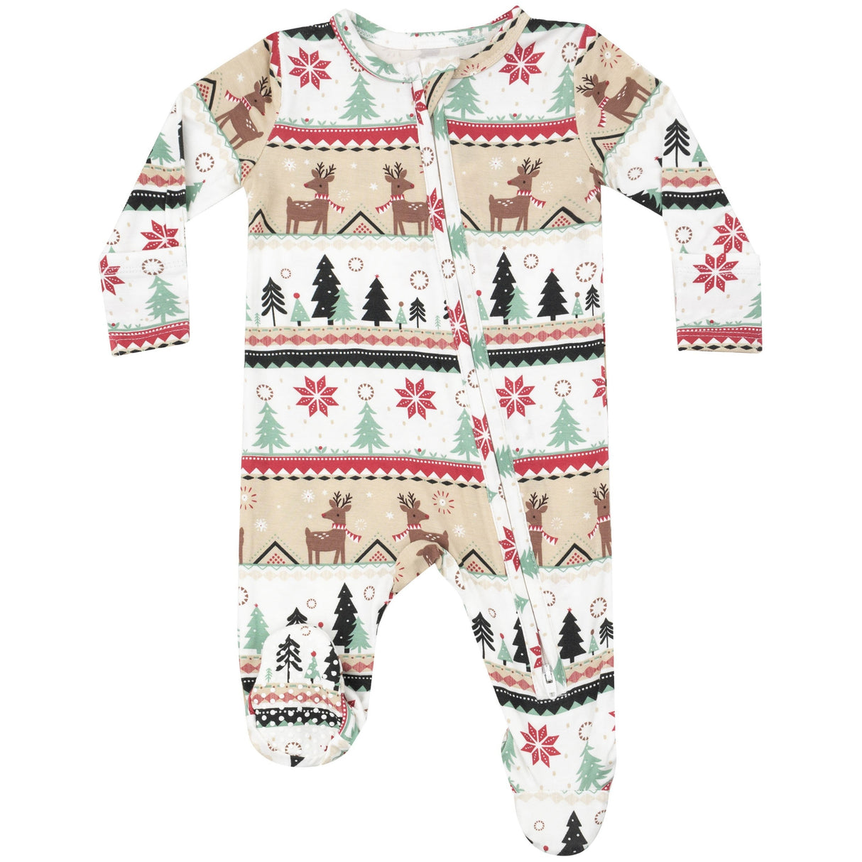 2 Way Zipper Footie - Reindeer Fair Isle