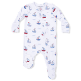 Bubbly Sailboats Blue - 2 Way Zipper Footie