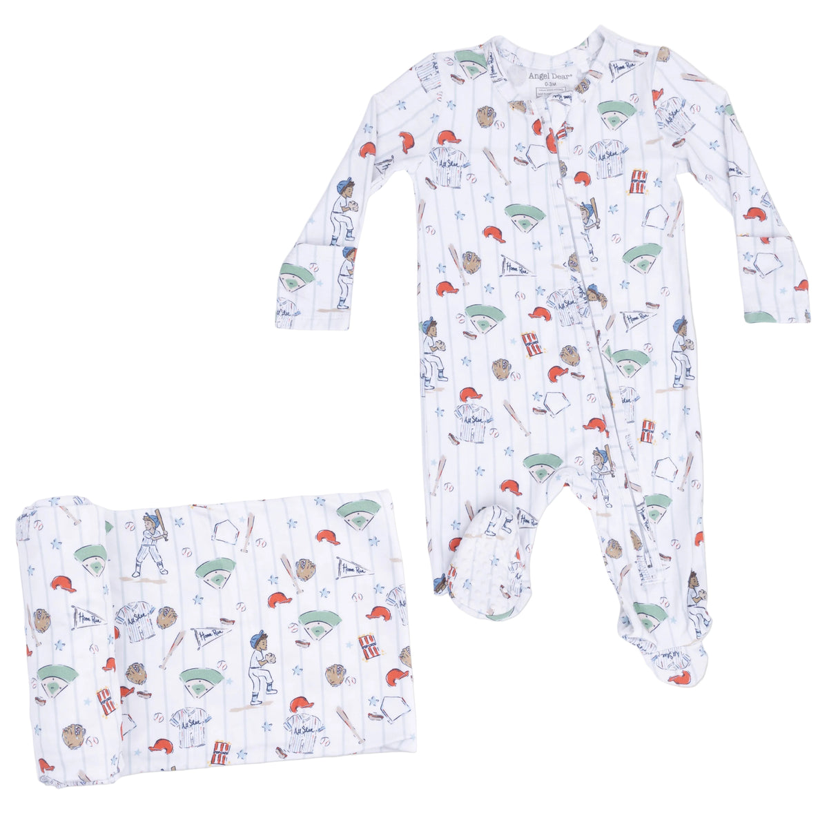 Home Run Baseball - 2 Way Zipper Footie & Swaddle