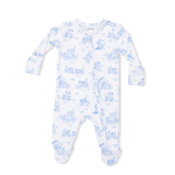 Puppy Toile Blue - 2 Way Zipper Footie