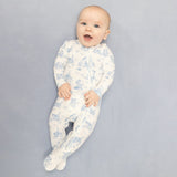 Puppy Toile Blue - 2 Way Zipper Footie