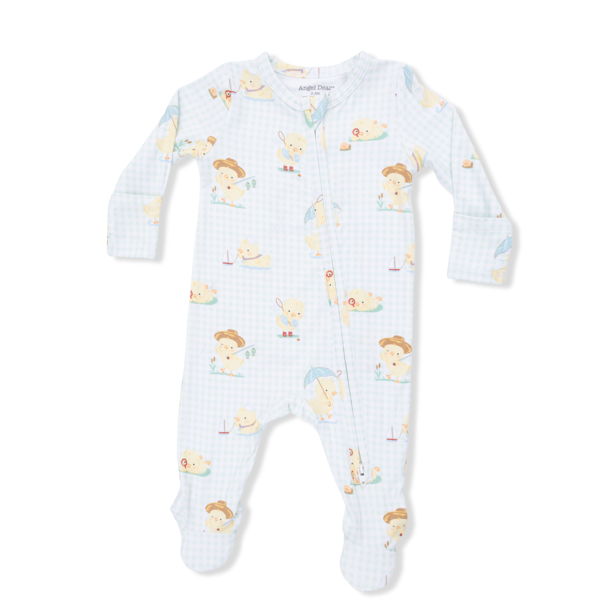 Vintage Spring Ducklings Green - 2 Way Zipper Footie