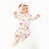 2 Way Zipper Ruffle Back Footie - Cute Animal Campers