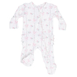 Dainty Buds and Bows - 2 Way Ruffle Back Zipper Footie