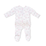 Dainty Buds and Bows - 2 Way Ruffle Back Zipper Footie