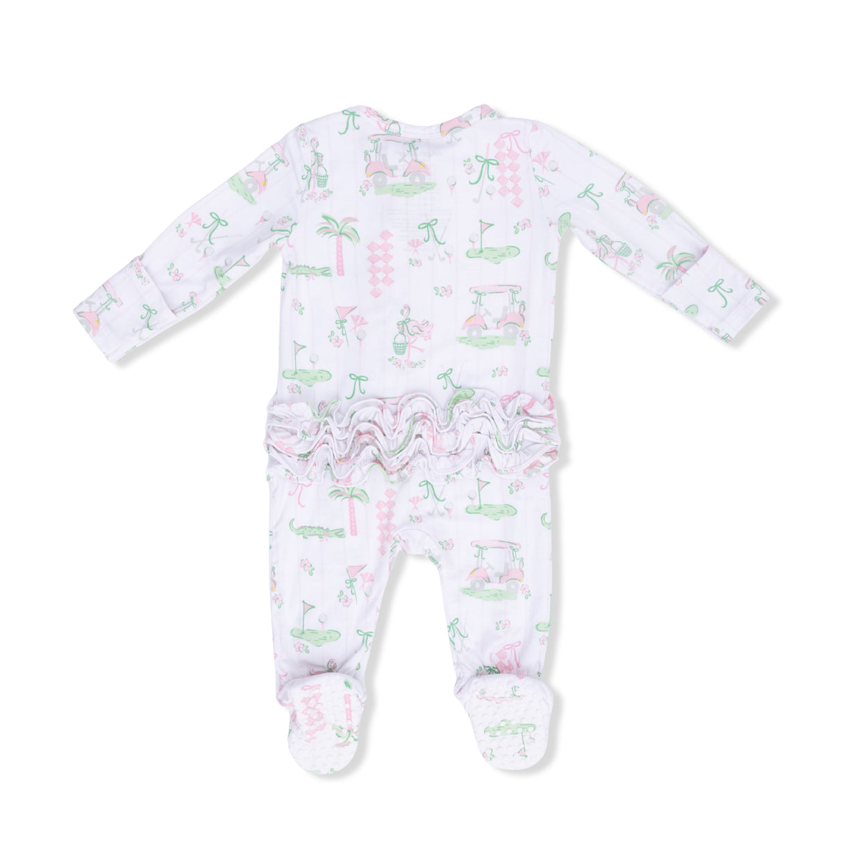 Pretty Golf - 2 Way Ruffle Back Zipper Footie & Bandana Bib Set
