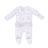 Pretty Golf - 2 Way Ruffle Back Zipper Footie & Bandana Bib Set