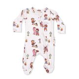 Vintage Cowgirls - 2 Way Ruffle Back Zipper Footie