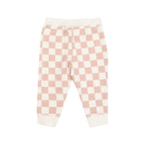 Ruffle Sweatshirt + Paperbag Jogger - Checkerboard Pink