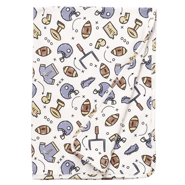 Touchdown Baby Boy Bamboo Football Stroller Blanket - HoneyBug 