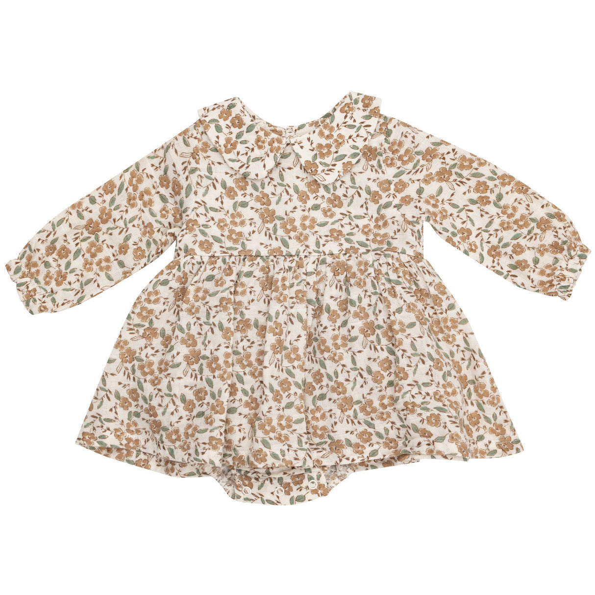 Peter Pan Collar Bubble W/ Skirt - Bitty Brown Floral