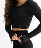 Astoria LIVE LUXE Crossed Sleeve Crop - Black