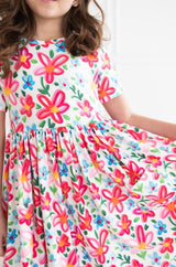 Neon Floral S/S Pocket Twirl Dress