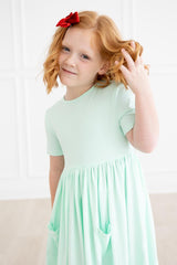 Pastel Green S/S Pocket Twirl Dress