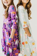 No Tricks, Just Treats 3/4 Sleeve Pocket Twirl Dress