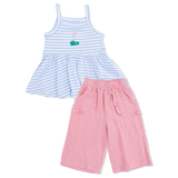 Striped Golf - Peplum Tank with Wide Leg Pant