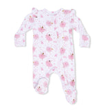 Ribbon Ballerinas - 2 Way Ruffle Sleeve Zipper Footie